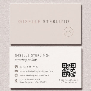 Rechtsanwalt QR Code Blush Pink Luxury Visitenkarte