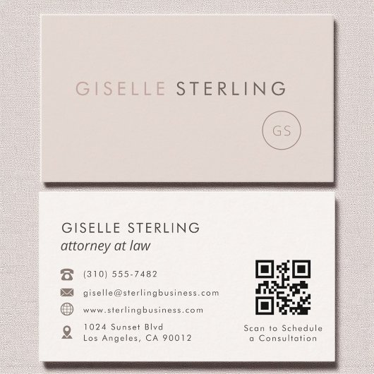 Rechtsanwalt QR Code Blush Pink Luxury Visitenkarte