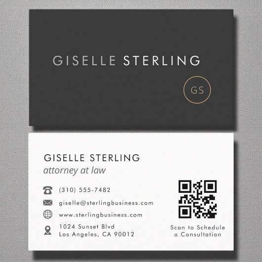 Rechtsanwalt QR Code Luxury Black Visitenkarte