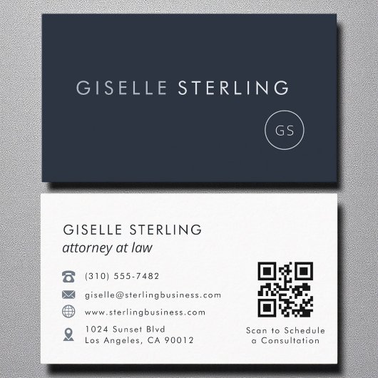 Rechtsanwalt QR Code Navy Blue Luxury Visitenkarte