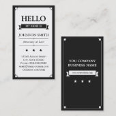 Rechtsanwalt - Retro Hallo, mein Name ist Visitenkarte (Vorne/Hinten)