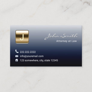 Rechtsanwalt Royal Blue Gold Monogram Briefmarke Visitenkarte