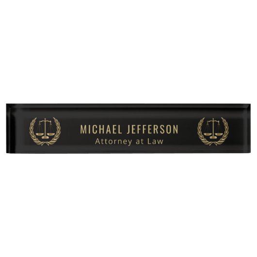 Rechtsanwalt - Schwarz und Gold Namensplakette (Vorderseite)