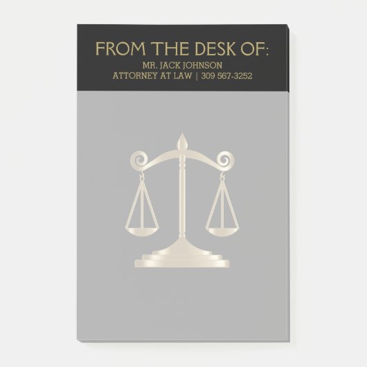 Rechtsanwalt - Schwarz und Gold Post-it Klebezettel (Vorderseite)