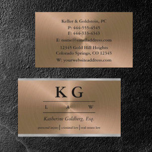 Rechtsanwalt Shiny Copper Silver Business Card Visitenkarte