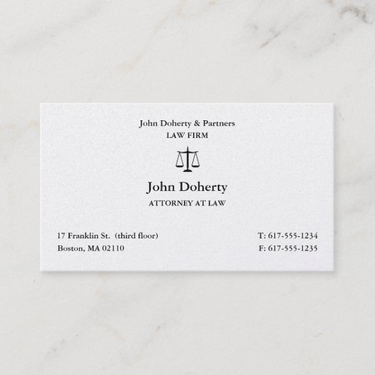 Rechtsanwalt | Umfang der Justiz Visitenkarte (Vorderseite)