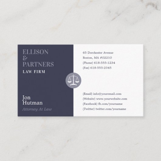 Rechtsanwalt | Umfang der Visitenkarte "Justiz" (Vorderseite)