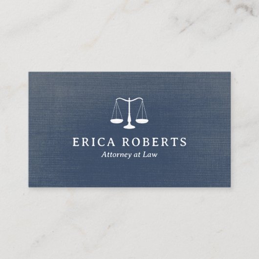 Rechtsanwalt Vintag Blue Linen Anwaltsbüro Visitenkarte (Vorderseite)