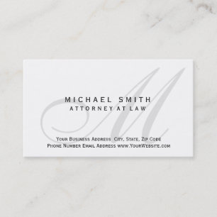 Rechtsanwalt White Grey Monogram Visitenkarte