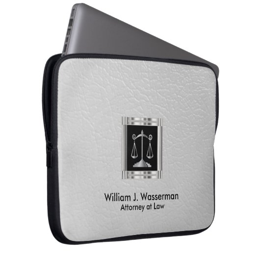 Rechtsanwalt White Leather Laptopschutzhülle (Vorne Rechts)
