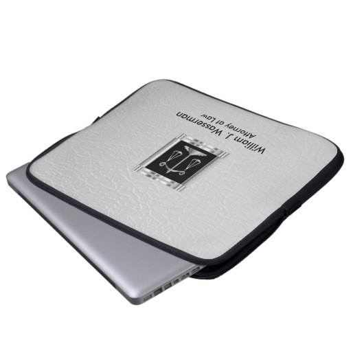 Rechtsanwalt White Leather Laptopschutzhülle (Vorne Knopf)