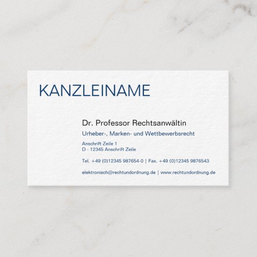 Rechtsanwälte Visitenkarte (Vorderseite)