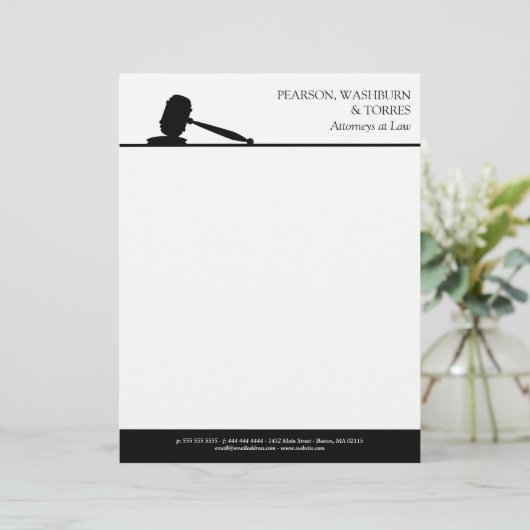 Rechtsanwälte von Black & White Gavel Briefbogen (Stehend Vorderseite)