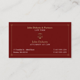 Rechtsanwältin | Anwältin Dark Red Gold Visitenkarte