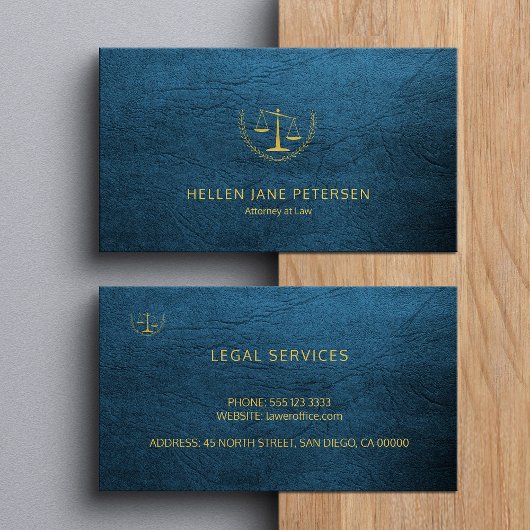 Rechtsanwältin eleganter goldblauer Lederlook Visitenkarte