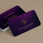 Rechtsanwältin eleganter goldfarbener lila Lederlo Visitenkarte