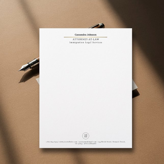 Rechtsanwältin für klassische Imitat Gold Line Briefbogen (business corporate letterhead lawyer law paralegal attorney modern classic minimalist)