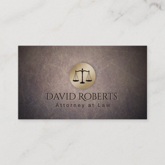 Rechtsanwältin Gold Scale Classy Leather Lawyer Visitenkarte (Vorderseite)