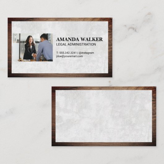 Rechtsanwältin | Holzrahmen | Weiße Textur Visitenkarte (Vorne/Hinten)
