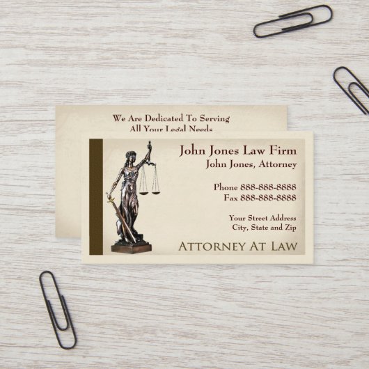 Rechtsanwältin Lady Justice Business Card Visitenkarte (Vorderseite/Rückseite Beispiel)