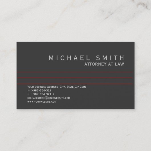 Rechtsanwältin "Law Business Card Grau White Red" Visitenkarte (Vorderseite)