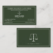 Rechtsanwältin | Lawyer Dark Green Visitenkarte (Vorne/Hinten)