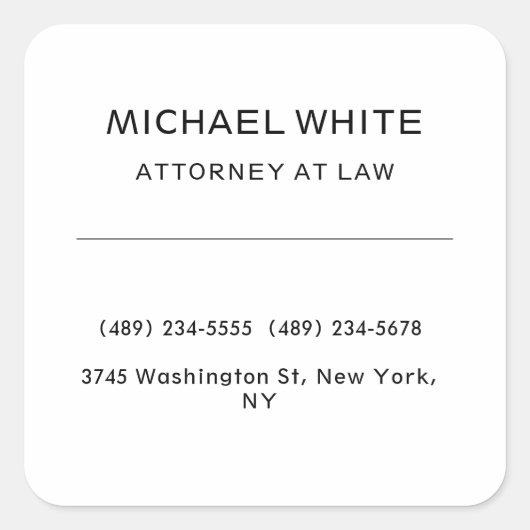 Rechtsanwältin Linen Minimalistisch Beruflich Quadratischer Aufkleber (Vorderseite)