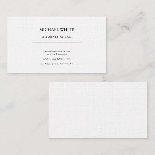 Rechtsanwältin Linen Minimalistisch Beruflich Visitenkarte (Vorne/Hinten)