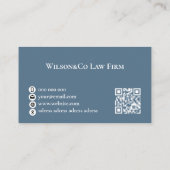 Rechtsanwältin mit blau-grauem QR-Code Visitenkarte (Rückseite)