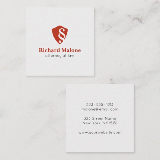 Rechtsanwältin mit Logo-Visitenkarte Quadratische Visitenkarte (Vorne/Hinten)