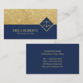 Rechtsanwältin Moderne Marine & Gold Glitzer Anwal Visitenkarte (Vorne/Hinten)