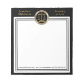 Rechtsanwältin - Schwarzer und goldener Editor Notizblock (Vorderseite)