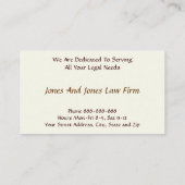 Rechtsanwältin Visitenkarte (Rückseite)