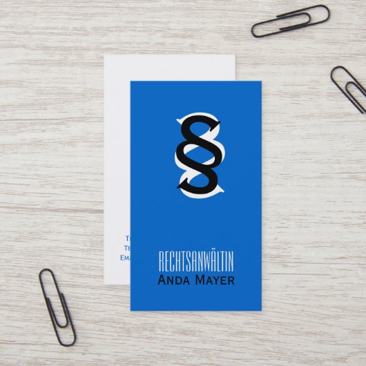 Rechtsanwältin Visitenkarten Business Card Visitenkarte (Vorderseite/Rückseite Beispiel)