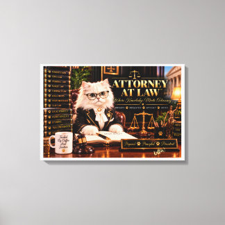 Rechtsanwältin Weiße Perserkatze | Elegant Legal Leinwanddruck