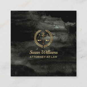Rechtsanwaltrechtsanwalt aquarel Schwarzes und Quadratische Visitenkarte