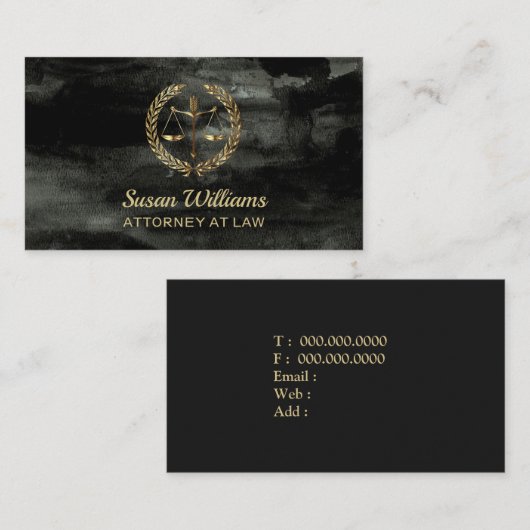 Rechtsanwaltrechtsanwalt aquarel Schwarzes und Visitenkarte (Vorne/Hinten)