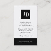 Rechtsanwalts-Band-Quadrat B/W Visitenkarte (Rückseite)