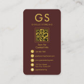Rechtsanwalts Burgund Gold QR Code Visitenkarte (Rückseite)