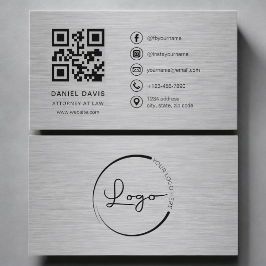 Rechtsanwalts-Metall-QR-Code Visitenkarte