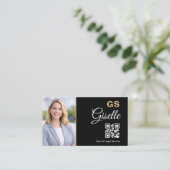 Rechtsanwalts-QR-Code Schwarz Gold Foto  Visitenkarte (Stehend Vorderseite)