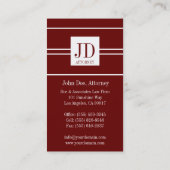 Rechtsanwalts-Rechtsanwalt-dunkle Kirschweißer Visitenkarte (Rückseite)