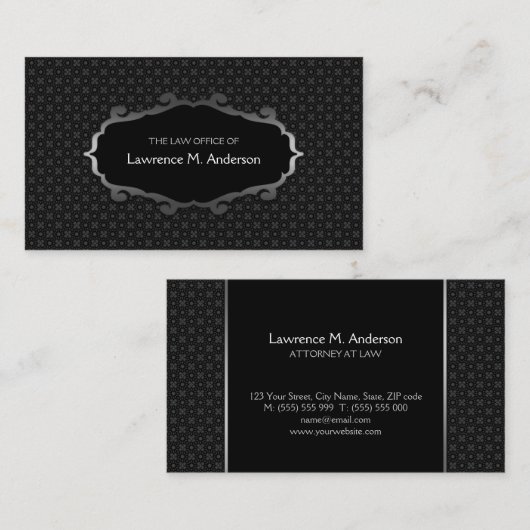 Rechtsanwalts-Rechtsanwalt-Schwarz-Silber Visitenkarte (Vorne/Hinten)