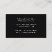 Rechtsanwalts-Rechtsanwalt-Visitenkarte-Monogramm Visitenkarte (Rückseite)