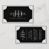 Rechtsanwalts-schwarze Plakette/silberne Grenze Visitenkarte (Vorne/Hinten)