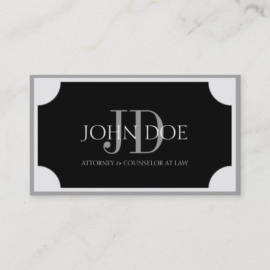 Rechtsanwalts-schwarze Plakette/silberne Grenze Visitenkarte (Vorderseite)