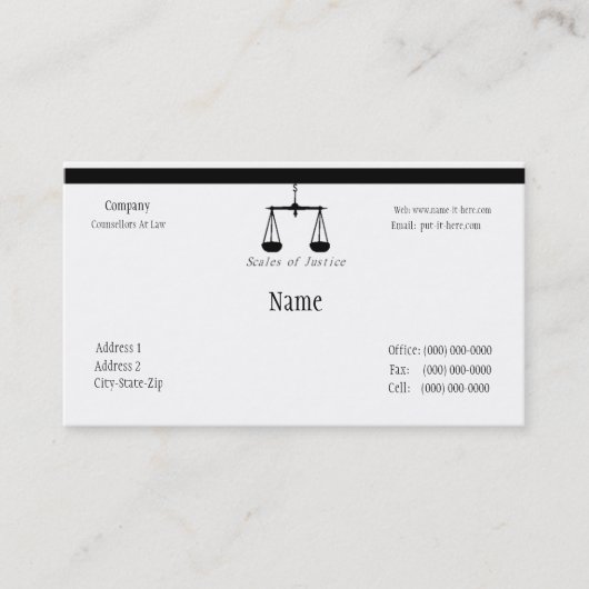Rechtsanwalts-Visitenkarte II Visitenkarte (Vorderseite)