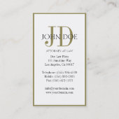 Rechtsanwalts-Weiß/Goldmonogramm/-grenze Visitenkarte (Rückseite)