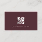 Rechtsanwaltsfoto-QR-Code Burgund Visitenkarte (Rückseite)
