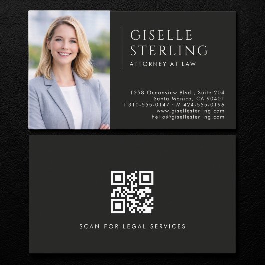 Rechtsanwaltsfoto-QR-Code Schwarz Visitenkarte
